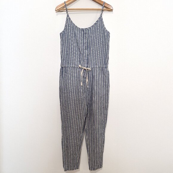 Enza Costa Blue and White Striped Jumpsuit - Picture 1 of 13